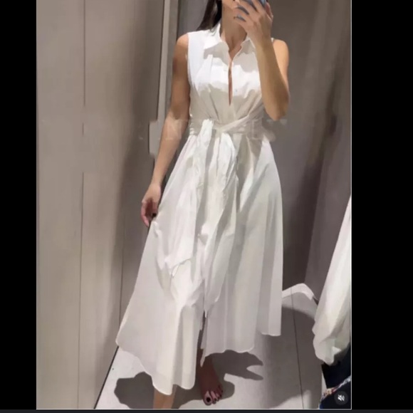 Zara Knotted Poplin Shirt Dress - Picture 2 of 15
